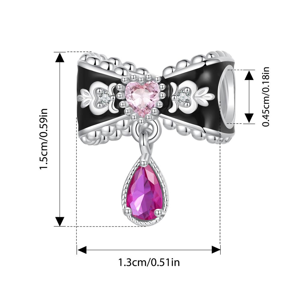 Bamoer Original 925 Silver Witch Knot Pendant Bow Charm Pink Love Beads DIY For Women Party Daily Gift Fine Jewlery