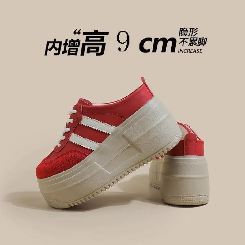 The small person has an inner height of 9cm, a red bag head and half slippers, and women wear thick-soled lazy people with one foot and casual shoes.