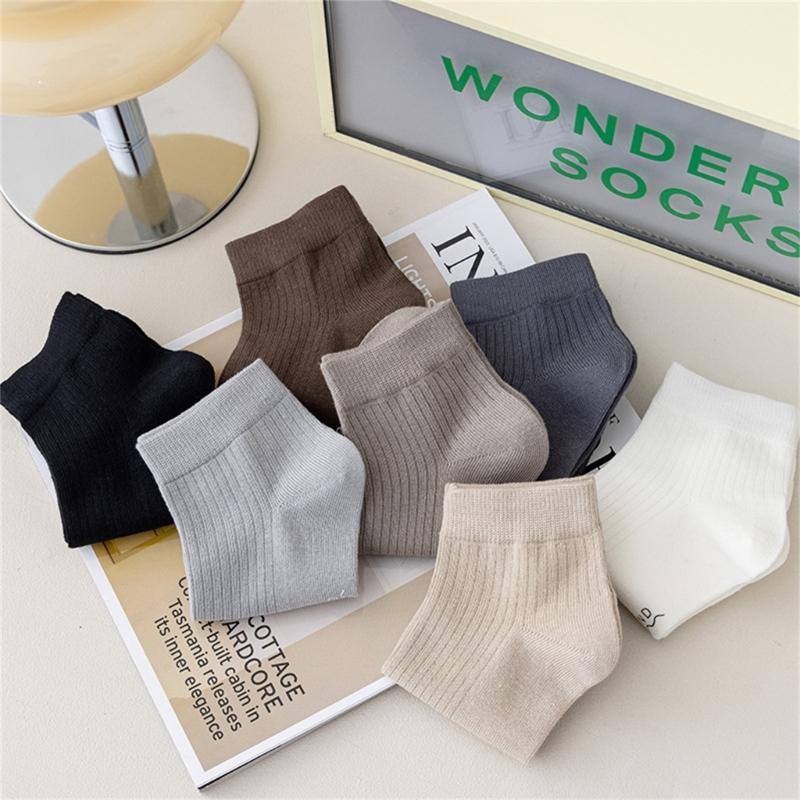 Solid Color Men Sock Spring Autumn Casual Basic Stocking Vertical Stripes Breathable Comfortable Casual Sports Socking