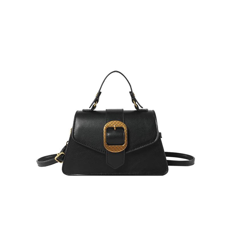 

Простая ретро-портативная маленькая женская сумка 2024 года, новая модная универсальная сумка-мессенджер, текстурированная сумка через плечо для поездок на работу чёрный