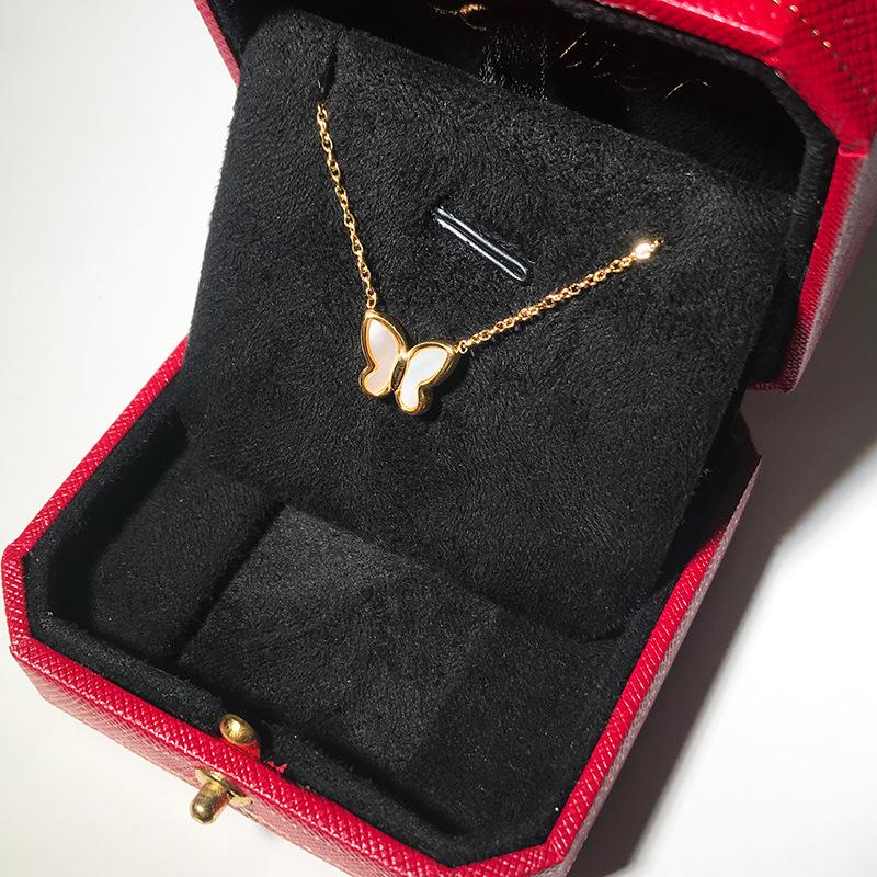 Korean Fashion 18K Gold Butterfly Necklace for Women - Elegant Titanium Steel Clavicle Chain