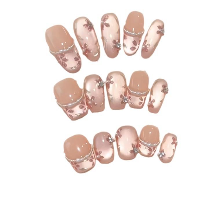 Xiaohongshu Cat-Eye Floral Nails: Elegant, High-End, Whitening, Handmade, Wearable Collection.