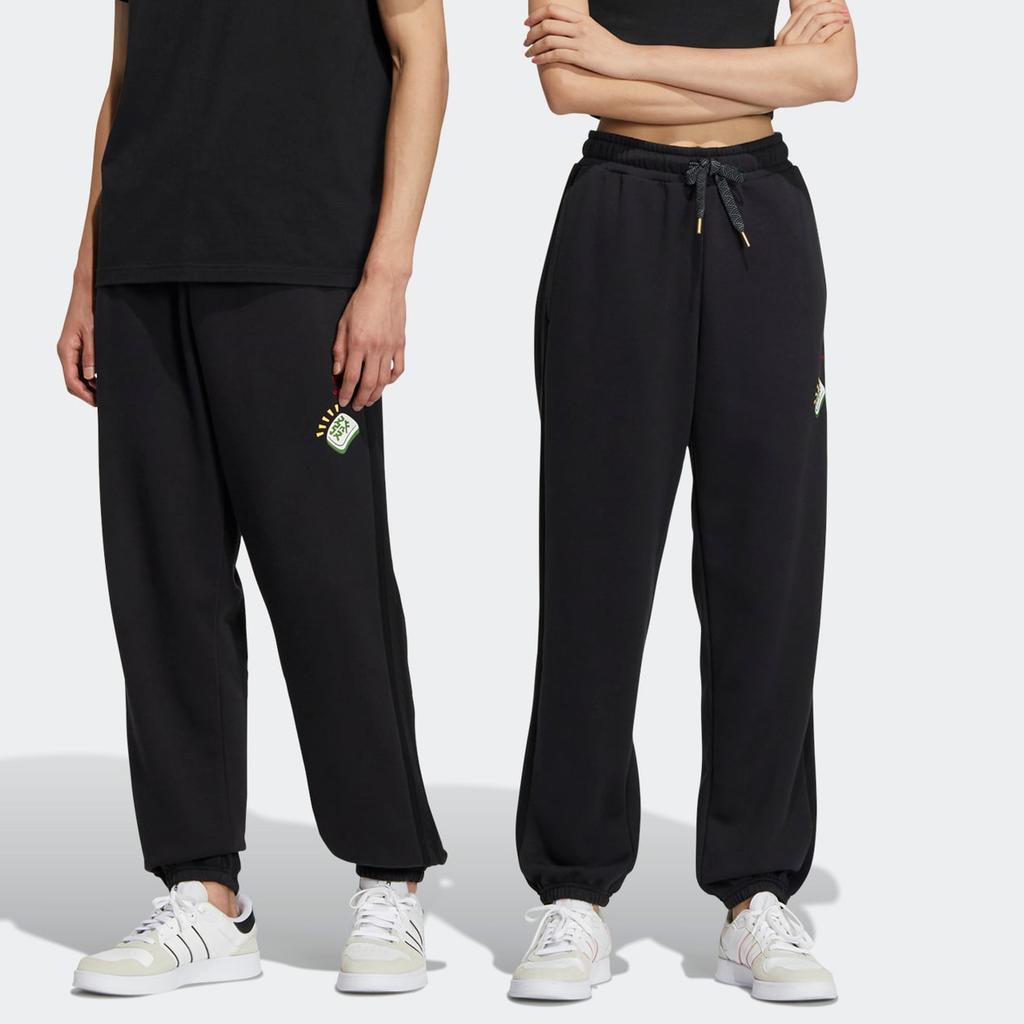 Adidas Neo Mahjong Logo Fleece-Lined Jogger Pants Unisex Bottoms Black IA6895