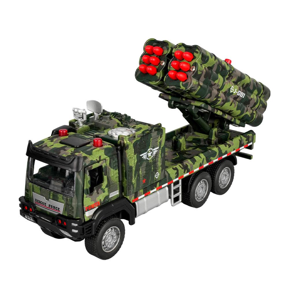 1:32 Military Missile Rocket Launcher Trucks Model Toys Car Metal Diecast Sound Light Models Gifts