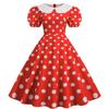 Vintage White Polka Dot Swing Dress with Large Lapel