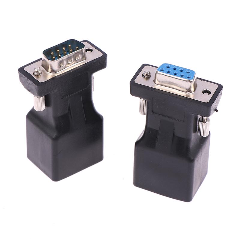 1 Stück DB9 RS232 Stecker/Buchse auf RJ45 Buchse Adapter COM-Port zu LAN Ethernet-Port Konverter
