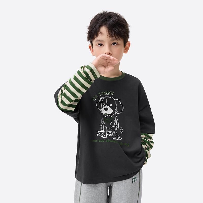 Little Yinman Boys  Casual Striped Patchwork Long-Sleeve Tee 160