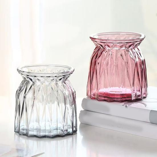 Glass Bud Vase Small Clear Flower Vase for Centerpiece Vintage Decorative Vase for Wedding Party Baby Shower Dining Table Decor