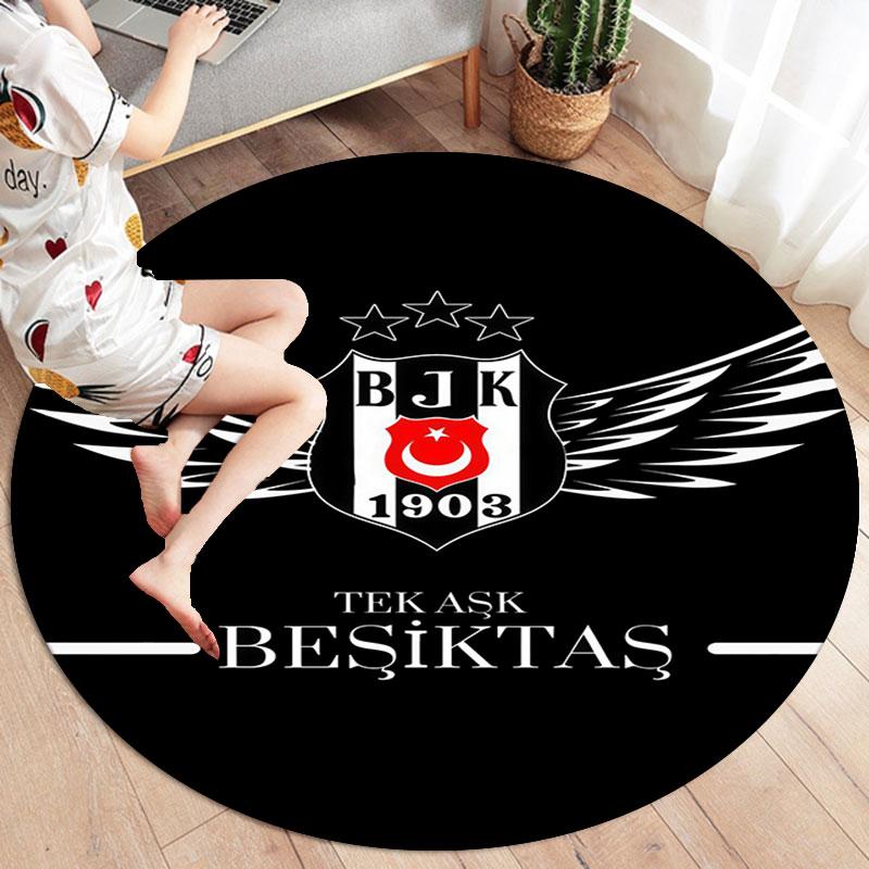 Besiktas Gymnastics Club Round Area Rug,Carpet Rug for Living Room Bedroom Sofa Playroom Decor,Non-slip Floor Mat