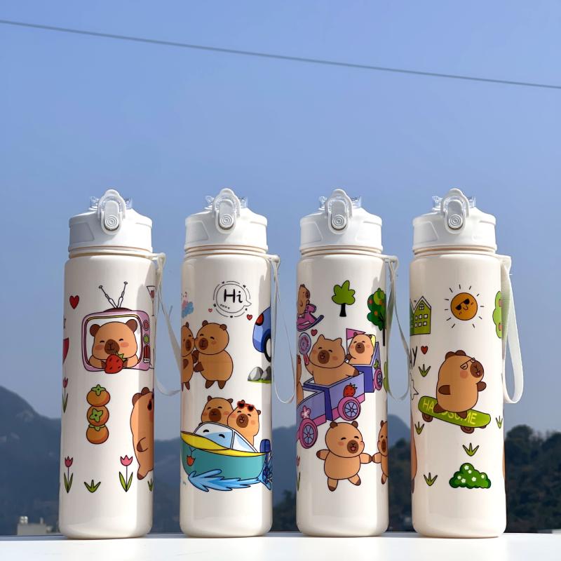 800Ml Capybara Cute Water Cup With Straw Travel Water Cup Large Capacity Kawaii Water Bottle For Boys Girls Daily Use