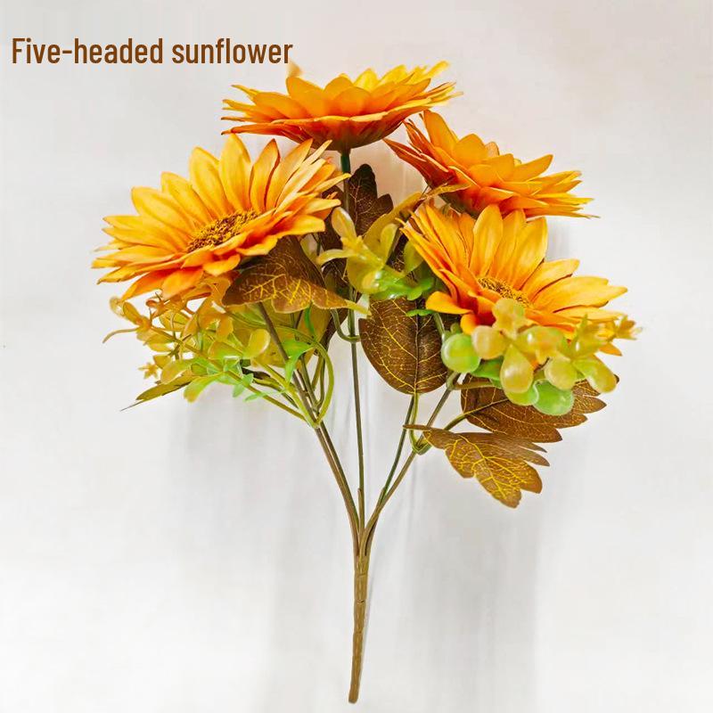 Autumn Bionic Flower Bouquet: Sunflower, Peony & Rose Simulation Flowers