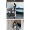 Women Plus Size Loose Striped Off Shoulder Hoodie Early Autumn Casual Ins Style