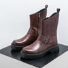 Men's Leather Boots Large Size Winter New Martin Boots Fashionable Retro High-top Leather Shoes Men's Platform Locomotive Men's Boots