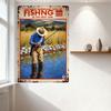 Vintage Metallschild Fliegenfischen mit Mann im Fluss - Rustikale verwitterte Metallwanddekoration für Angelbegeisterte, 8x12 Zoll
