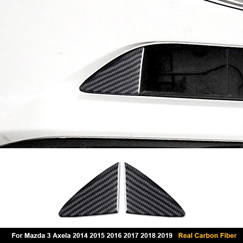 For Mazda 3 Axela 2014 2015 2016 2017 2018 2019 Real Soft Carbon Fiber Sticker Carbon Fiber Front Bumper Triangle Trim Cover