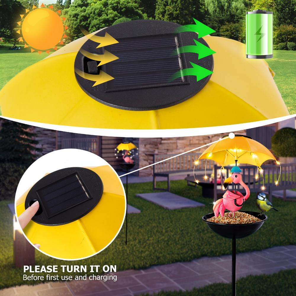 Outdoor Iron Waterproof Statue Light Simulation Animal Solar Light with Bee and Flamingo Frog and Hummingbird Feeder Function,for Garden Decoration