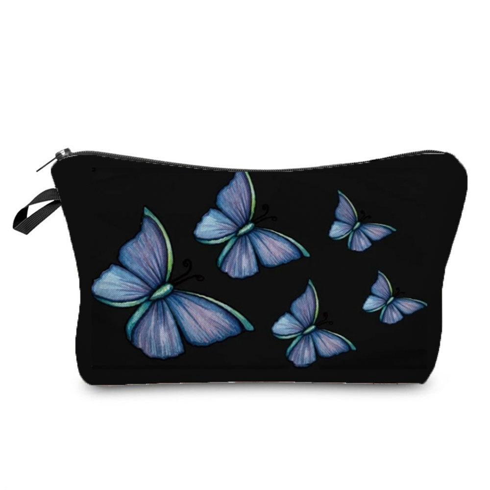 Damen Schmetterlingsprint Kosmetiktasche Toilettenartikel Organizer Reiseaufbewahrungskoffer 6417