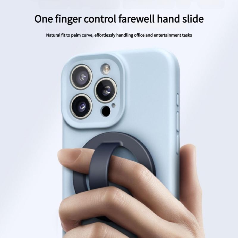 Silicone Magnetic Phone Rings Holder 360 Rotation Finger Grip Stand Not Slip Attachment for Car Mount Desk Viewing Use