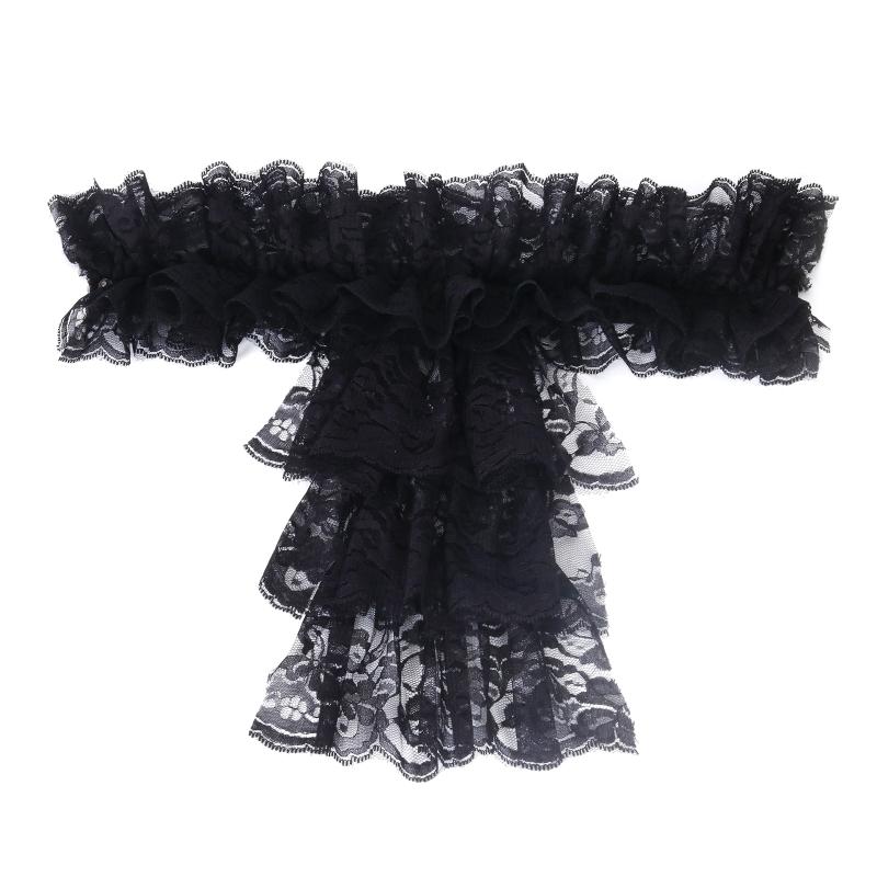 Elegant Lace Jabot Collar Detachable Hollow Design Wrist Cuffs Victorian Style Cosplay Accessory For Women Party Costume