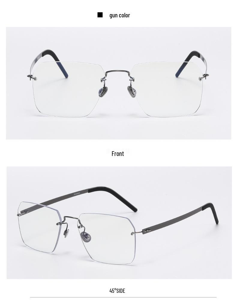 Men's Titanium Rimless Blue Light Blocking Glasses for Office and Business Use - Lightweight, Luxury, Fits Myopia Lenses, Unisex