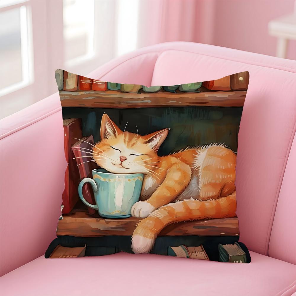 милый кот Наволочка Удобная Двусторонняя Наволочка Идеально подходит для автомобиля, дивана, спальни и т.д. 12x12Inch