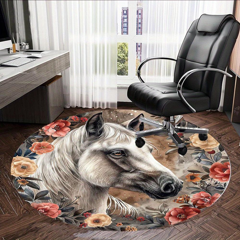 Horse With Floral Pattern Fashion Rug Nonslip Carpet Floor Mat Office Chair Mat Design For Office Decor Home Living Room Bedroom Giftt40