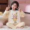 100% Cotton Girls Pajama Set Long Sleeve Round Neck Thin Home Wear Kids 8 Years