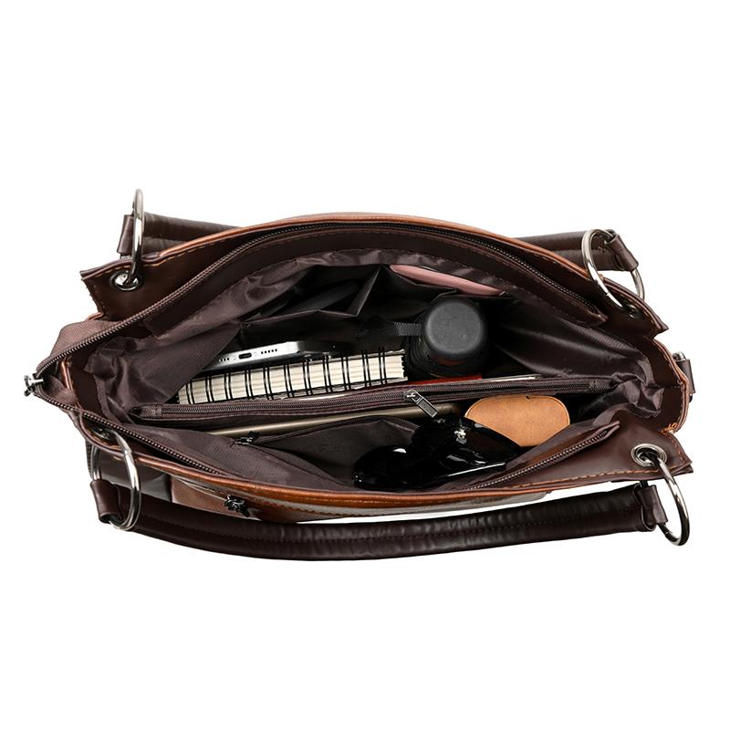 Elegancka torba typu tote z PU dla kobiet – Klasyczna torebka z bocznymi kieszeniami na podwójny zamek i regulowanym paskiem na ramię, Idealna do pracy i na co dzień