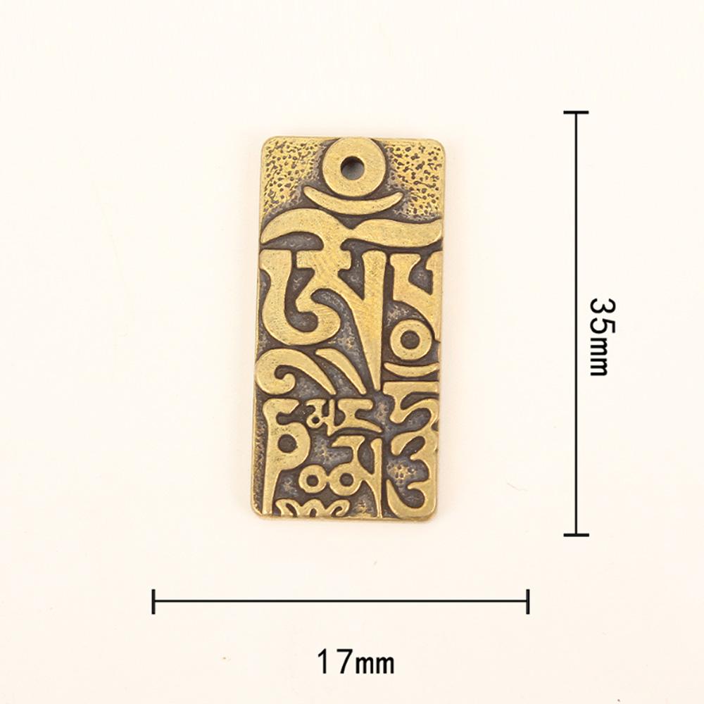 Brass Tibetan Six Character Proverbs Talisman Safe Peace Token Lucky Auspicious Accessories DIY Mini Hanging Decoration