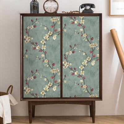 Pvc Stick Wallpaper Removable Green Flowers Watercolor Leaf Self Adhesive Wall Stickers Cabinet Tv Wall Decoration Wallpapers