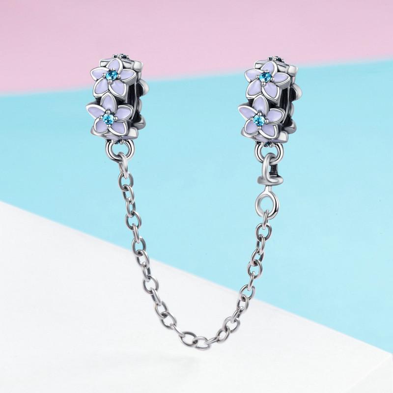 Charm S925 Sterling Silver Safety Chain Positioning Buckle Collection Fashion Beaded Bracelet Silver Accessories