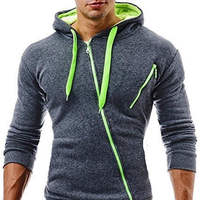 

SCIONE свитер мужской новый модный свитер диагональная молния пальто мужской повседневный тонкий кардиган с капюшоном свитер M темно-серого