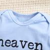 1-18 Months Newborn Baby “Heaven Sent“ Print Cotton Bodysuit Cute Blue Short Sleeve Jumpsuit Onesie