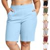 Women's Plus Size Color Casual Pants with Elastic Waist and Pockets, Loose Fit for Everyday Wear