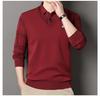Men's Fleece-Lined Two-Piece Shirt Collar Knitted Sweater - Autumn/Winter Warm Base Layer