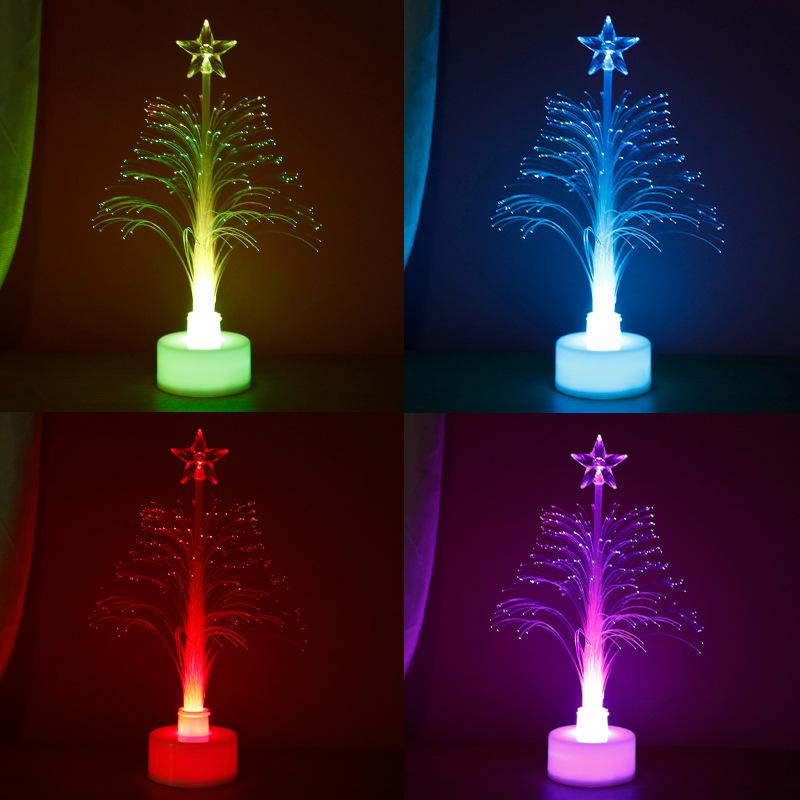 USB LED Fiber Optic Christmas Tree: Seven-Color Indoor Mini Decoration