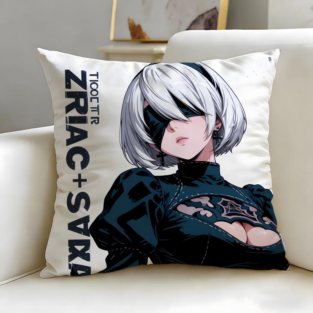 popular game Nier Automata Cushion Cover Soft & Easy-Wash Pillow Case – Versatile for Couch, Bed, Travel and Office