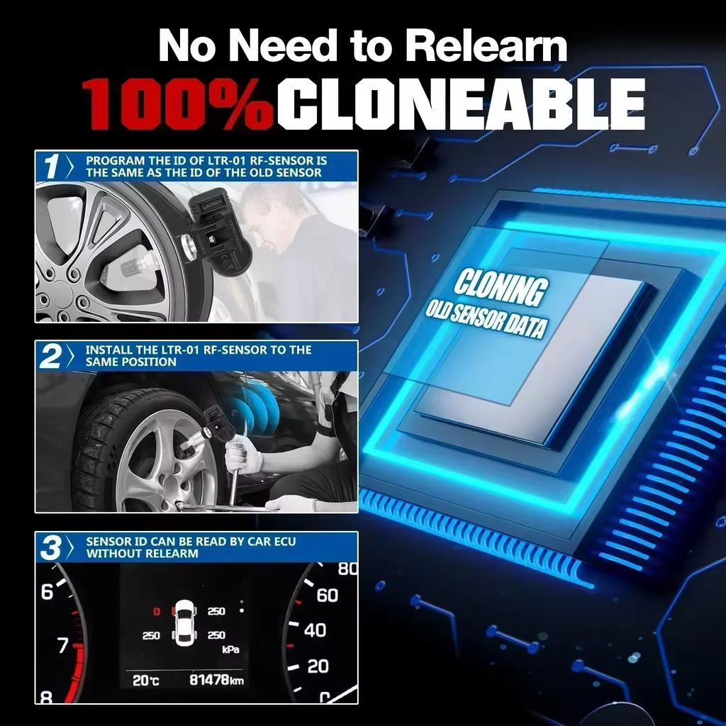 2026 Launch RF03 TPMS Sensor 315/433MHz Universal Programmable Tire Pressure Sensor Compatible with 98% Car for Toyota Ford BMW