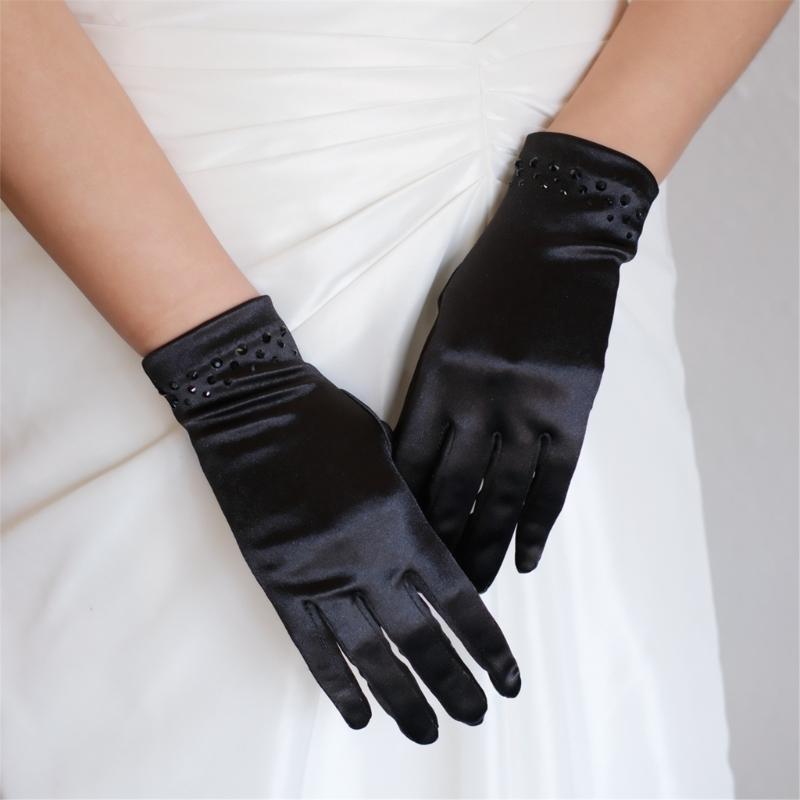 Wedding Crystal Gloves Wedding Gloves Party Supply Bridal Gloves for Concert Full Finger White Gloves