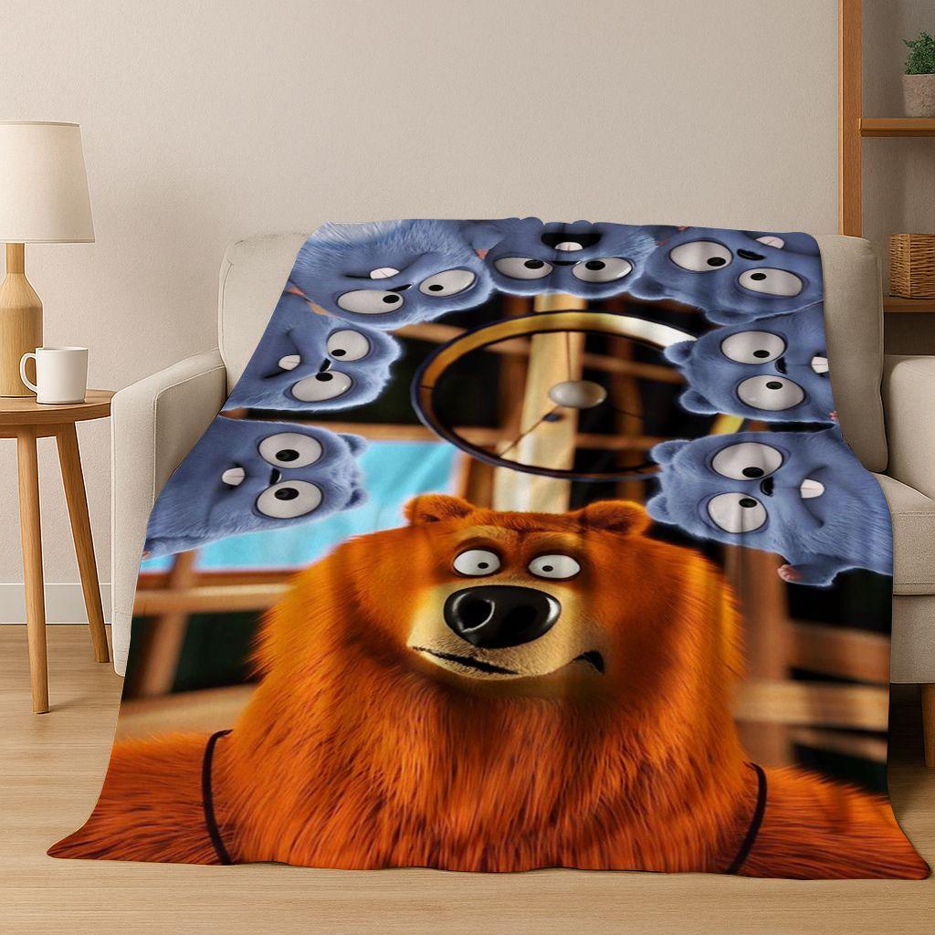 

Funny Grizzy and The Lemmings Cartoon Flannel Blanket Soft Warm Throw Blanket for Bed Bedroom Room Living Room Travel Picnic Kid 75x90cm