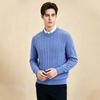Men's Cable Knit Crew Neck Wool Pullover Sweater