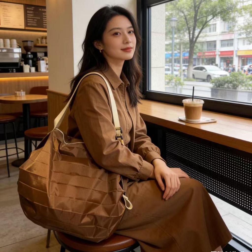 Japan Miljövänlig Stor Hopfällbar Shopping- och Rese Axelväska - Bärbar, Tjock & Återanvändbar