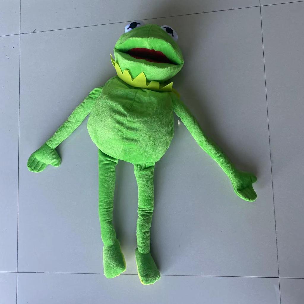 Kermit der Frosch, lustige Plüschpuppe, Handpuppe, Schultasche, Frosch, Tierplüschtier, große Puppe, Bauchredner, Leistungsrequisiten für Babys