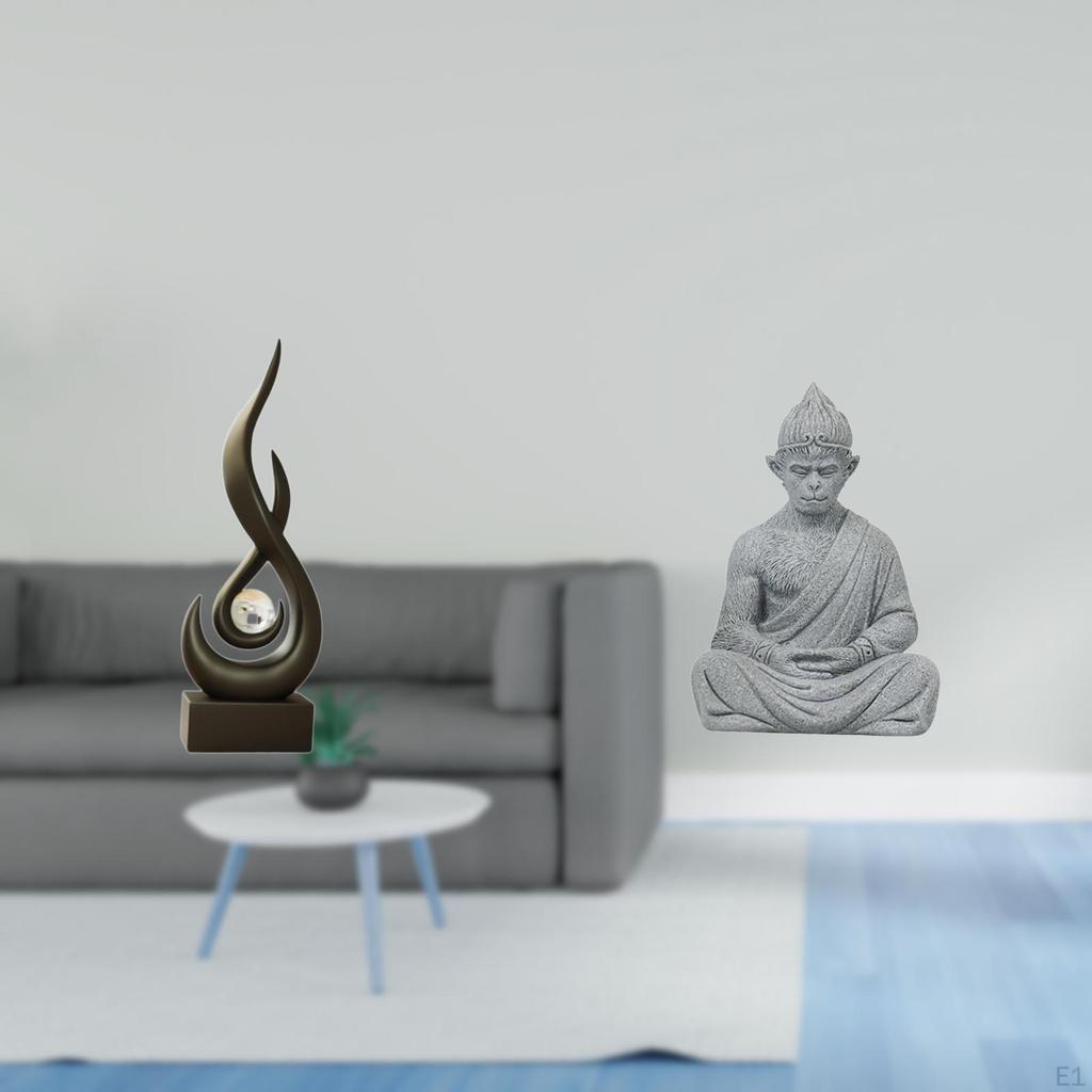 Abstract Flame Resin Sculpture Modern Art Ornament Buddha Monkey Figurine Collectible Keepsake for