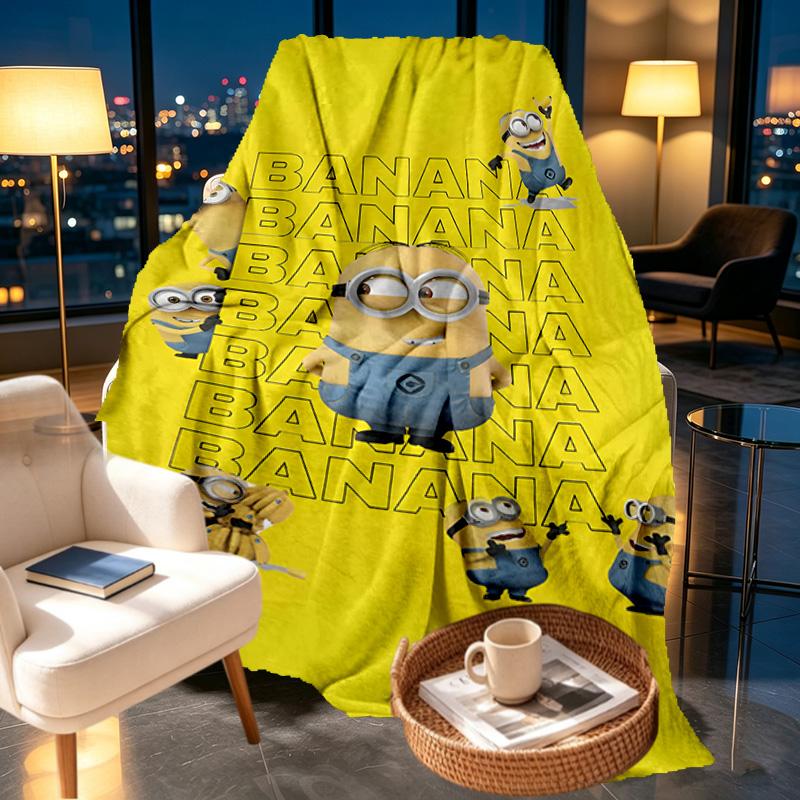 Minions Print Blanket - Soft & Comfortable, for Bedroom, Travel, Sofa, Home Decoration - Birthday Christmas Gift for Friend