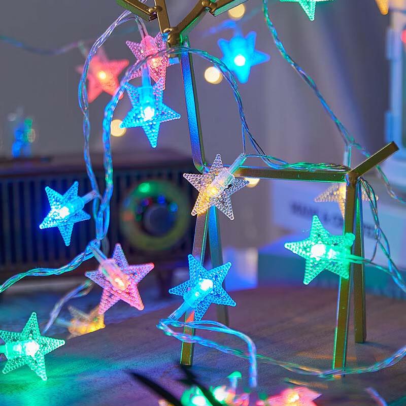 

Christmas Colorful Star String Lights with Solar & USB Charging