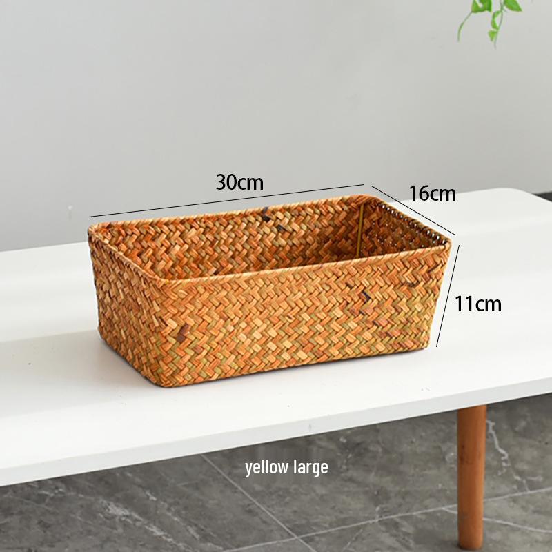 Handgewebter Aufbewahrungskorb aus Seegras: Deckellose Box für Kosmetik und Schreibtisch-Organisation