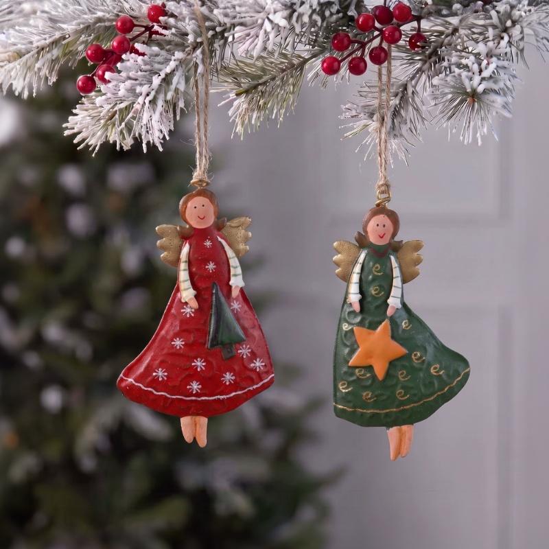 4 stk./Sæt Vintage Engel Hængende Dekoration Fantasy Træ Juletræ Hængende Pynt Navidad Dekoration Til Hjemmet Nytårsgave