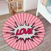 Love Comic Burst Round Rug Pop Art Floor Mat Kids Room Decor Soft Non Slip Carpet Nursery Play Area Cute Elephant Theme