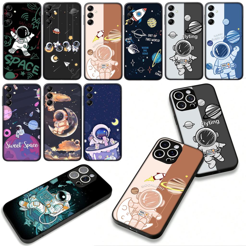 for Samsung Galaxy A25 A37 A57 A12 A14 A41 A50 A51 A70 A71 A72 A21S A04 M15 Note 20 9 8 10 Case Moon Stars Sky Astronaut Rocket